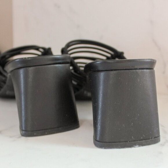 Open Edit Black Strappy Block Heel Sandal 9 - Picture 4 of 7